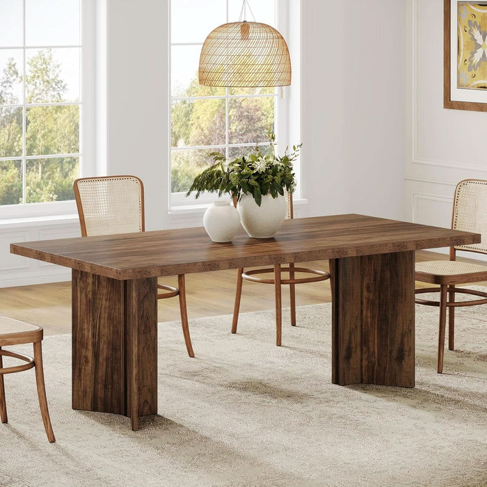 Farmhouse Dining Table for 4 to 6 People, 63-Inch Rectangle Wooden Kitchen Table with Large Tabletop and Heavy Duty Legs for Dining Room,Kitchen, Vintage Brown