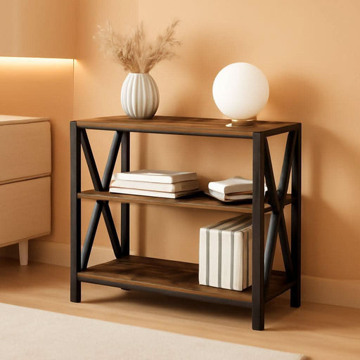 Sofa Table, Industrial Console Table, 3-Tier Narrow Side Table with Open Shelves, Foyer Table for Entryway, Hallway, Kitchen, Living Room and Bedroom, Easy Assembly, Rustic Brown CTHR8001Z