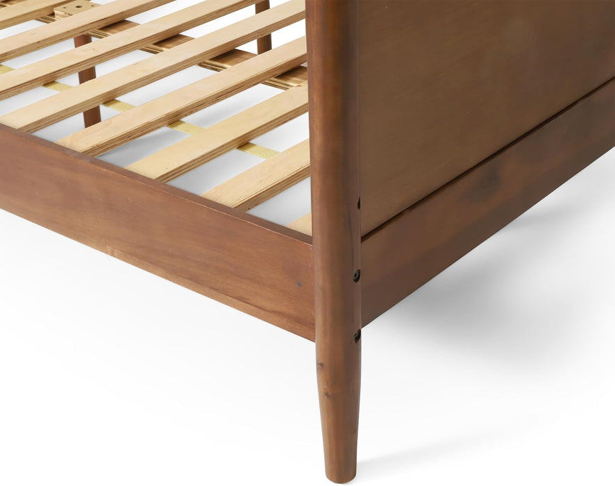 Mid Century Natural Acacia Wood Bed,Medium Brown,Cal King