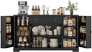 54Inch Black Contemporary Buffet Cabinet With Drawers