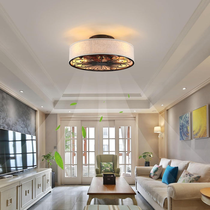 White Farmhouse Flush Mount Ceiling Fan With Remote And Light