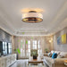 White Farmhouse Flush Mount Ceiling Fan With Remote And Light