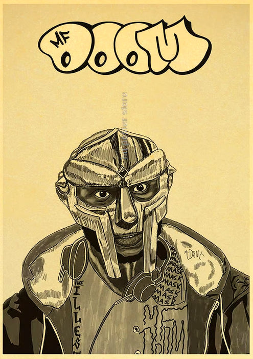 MF Doom Madlib Poster Retro Poster Painting Hip Hop Rap Music Album Star Picture Wall Art for Living Room Home Decor