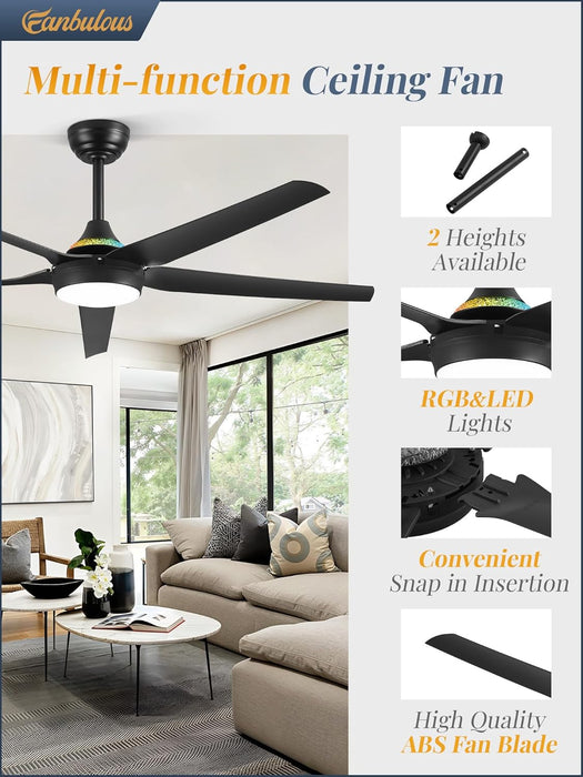56 Inch Smart Ceiling Fan App Remote System