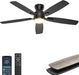 Ceiling Fans with Lights, 52'' Low Profile Ceiling Fan with Light and Remote/App Control, Modern Flush Mount Ceiling Fan for Indoor Bedroom Living Room, Dimmable, Qiuet DC Motor, Black