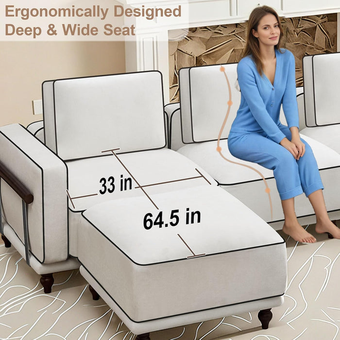 80 Inches Cloudlike Loveseat Sofa White Upholstered