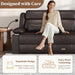 Home Theater Seating，Rv Reclining Sofa Set with Adjustable Headrest， Recliner Sofa with Heat and Usb&Type-C, Dawer & Cup Holders, 150° Recline for RV & Living Room(3-Seater Brown)
