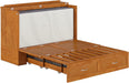 Hamilton Full Murphy Bed Chest with Mattress, Storage, and Built-In Charger in Light Toffee