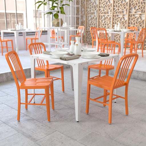 Gael Commercial Grade 2 Pack Orange Metal Indoor-Outdoor Chair