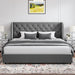 Grey King Bed Frame, Velvet Upholstered Platform Bed Frame with Headboard, Curved Wingback Design, Wooden Slats, No Box Spring, Noise Free, Easy Assembly