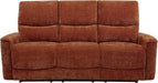 Home Furnishings - Navarro - Wood and Metal - Reclining Sofa with Channel-Tufted Backrest, Foam Padding, Attached Cushions and Manual Recline - Living Room - Burnt Orange - 609574