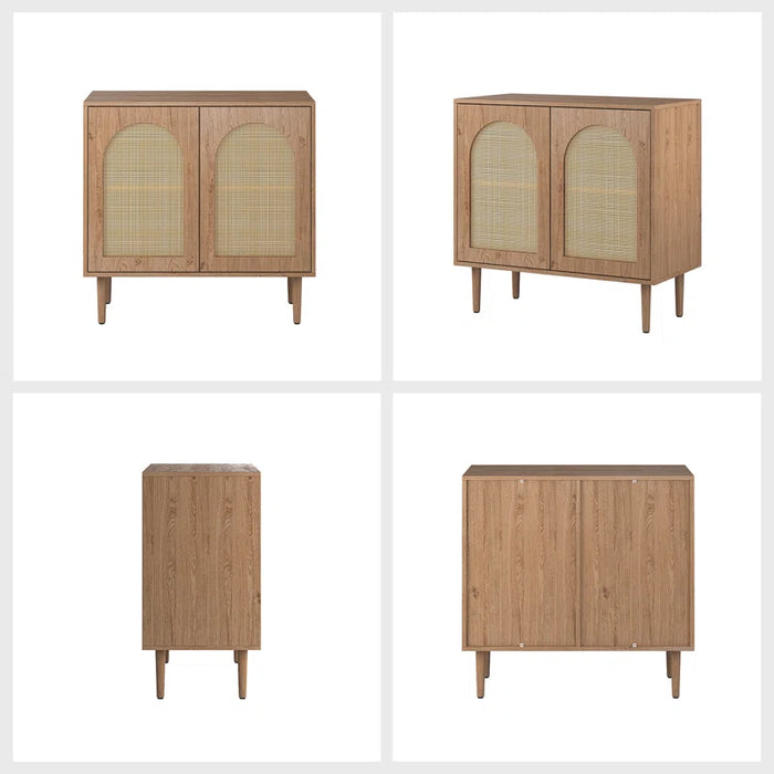 Emily 30.2'' 2 - Rattan Door Accent Cabinet with Solid Wood Legs