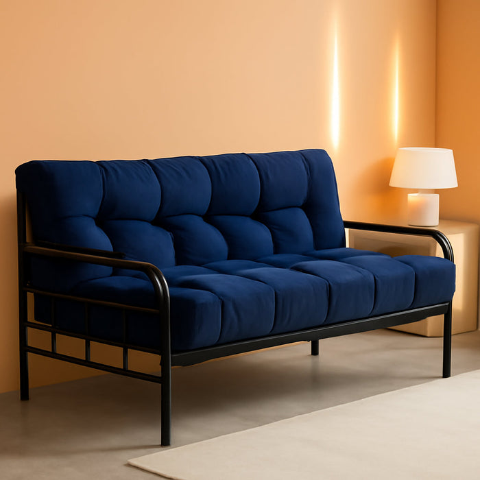 6" Futon Mattress Full Size, Tufted Futons Sofa Couch Bed, Extra Thick Floor Mattress for Adults, Shredded Foam Filling (Frame Not Included), Navy