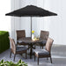 Outdoor 7.5' Black Ventura Fringe round Push-Up Premium Patio Umbrella