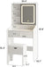 24.4" Small Makeup Vanity Desk with Mirror and Lights,Adjustable 3 Lighting Modes,White Compact Vanity Set with Charger Station and Storage Stool