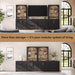 72" Tall Arched Storage Cabinet with Hutch, Bookcase with Open Shelves