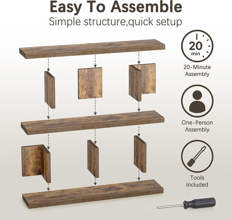 63" Low Bookcase Long Bookshelf, Wide Storage Shelves, Rustic Brown | 3-Tier Horizontal Bookshelf, for Office Bedroom Living Room Corner, Short Wooden Bookshelves, Farmhouse Rustic, Display Rack