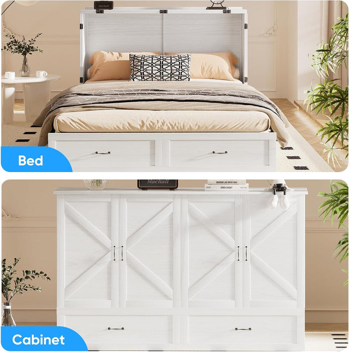 Queen Murphy Bed Cabinet With Integrated USBCharge