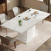 Extendable Dining Table for 4-6, 47-63 Inch Faux Marble Rectangle Kitchen Table with Storage Shelves and Wine Rack, Expandable Modern Rectangular Dinner Table for Kitchen, Dining Room, White