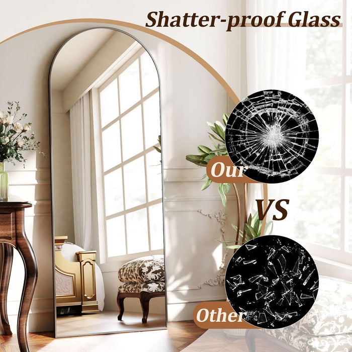 Arched Full Length Mirror 56"X21" Leaning Hanging Decor Black