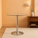 Hills 31.5'' round Glass Dining Table with 29''H Chrome Base, Decorative Narrow round Tempered Glass Cocktail Table, Clear/Silver