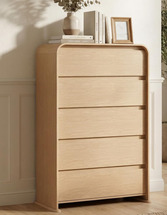 5-Drawer Dresser for Bedroom, 50.5" Tall Chest of Drawers, Natural