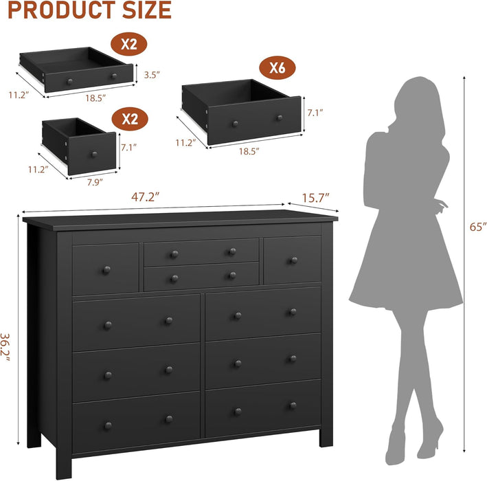 10 Drawers Dresser for Bedroom,Modern Wooden Chest of Drawers with Natural Texture, Sturdy and Stable Storage Organizer for Living Room, Entryway, Home Office