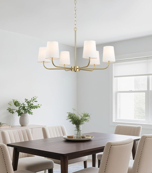 Brushed Gold Contemporary Pendant Chandelier 6 Lights