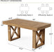 63-Inch Dining Table for 4 People, Farmhouse Thick Appearance Design, Rustic Rectangle Kitchen Dinner Table for Dining Room, Living Room, Yellowish Brown