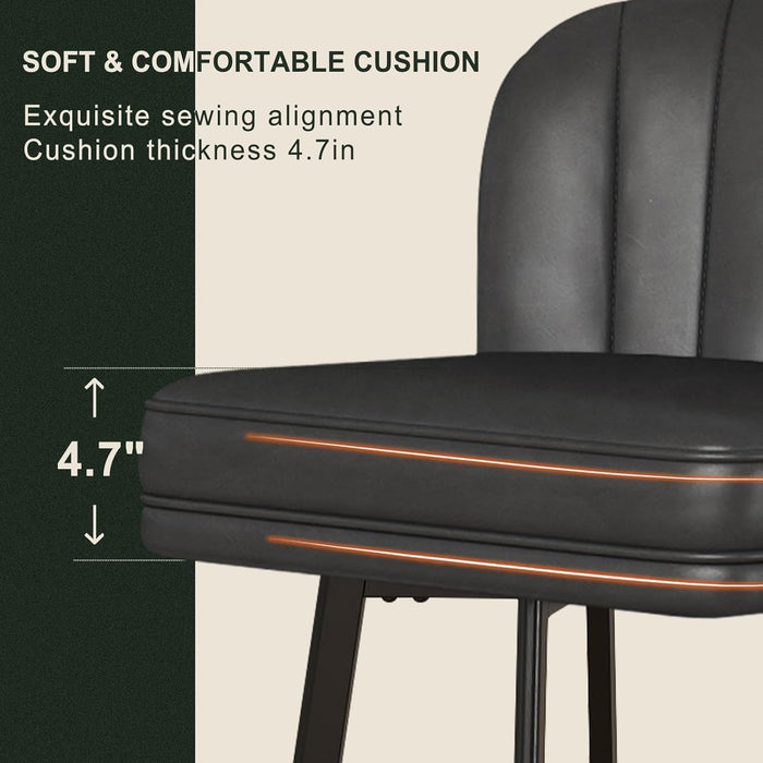 Swivel Counter Height Bar Stools Set of 4, 26'' Modern Barstools with Backs and Metal Legs, Upholstered Bar Chairs, Faux Leather Black Stools for Kitchen Island Chairs