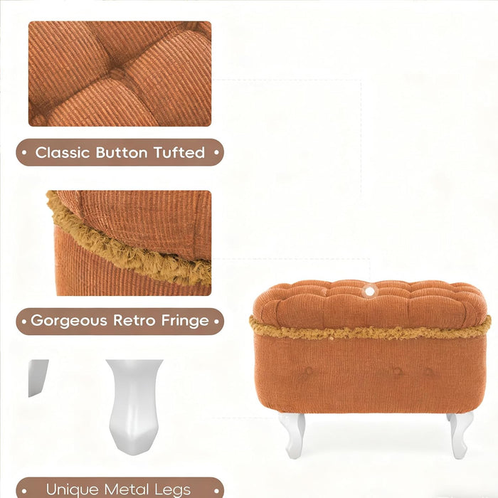 29.5" Ottoman with Storage Upholstered Foot Stools for Living Room,Bedroom,Entryway-Orange
