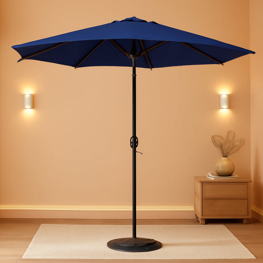 Patio Umbrella with Solar Lights, Outdoor Table Umbrella with 8 Durable Ribs, Tilt & Crank Mechanism, Waterproof & UV Protection for Garden, Backyard, Poolside