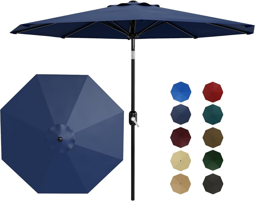 Patio Umbrella with Solar Lights, Outdoor Table Umbrella with 8 Durable Ribs, Tilt & Crank Mechanism, Waterproof & UV Protection for Garden, Backyard, Poolside