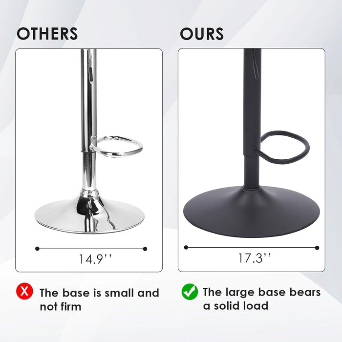 Adjustable Bar Stools Set of 2, Mid Century Modern Swivel Bar Stools, Industrial Bar Height Stools with Back Support Counter Height Bar Chairs Pu Leather Bar Stool for Kitchen Island Rustic Barstools