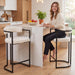 Modern Barrel Bar Stools Set of 2, 30” Barstools with Hollow Back Design and Footrest, White Sherpa Upholstered Counter Stools with Black Metal Base for Kitchen Island Home Bar Pub