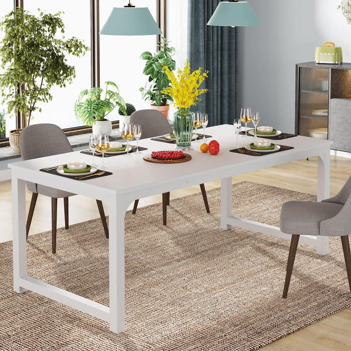 Modern Computer Desk, 63 X 31.5 Inch Large Executive Office Desk Computer Table Study Writing Desk Workstation for Home Office, Spliced Desktop, White