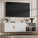 Combined Modern TV Stand for 55/60/65 Inch TV, Small Entertainment Center with Adjustable Shelf, TV Media Stand with Storage Cabinet, TV Console with Gold Legs for Living Room, Bedroom, White