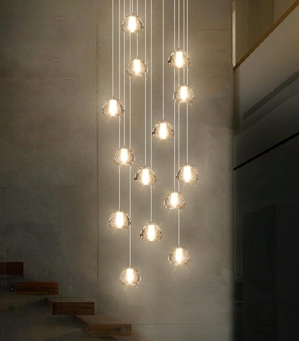 14-Light Gold Chandelier For High Ceiling Hallways