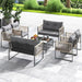 8 Pieces Patio Furniture Set, Outdoor PE Rattan Conversation Sofa Set with Thick Cushions and 2-Tier Tempered Glass Coffee Table for Garden, Porch, Balcony and Backyard