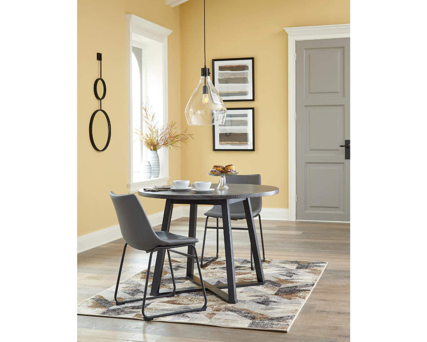 Centiar Mid Century round Dining Room Table with Metal Legs, Gray & Black