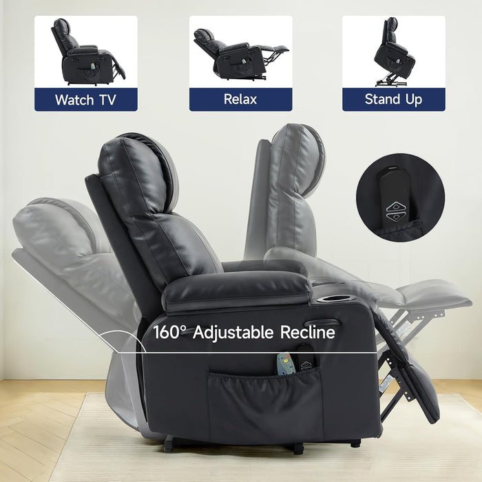Power Lift Recliner Electric Chair for Elderly with USB Charge Port, Black