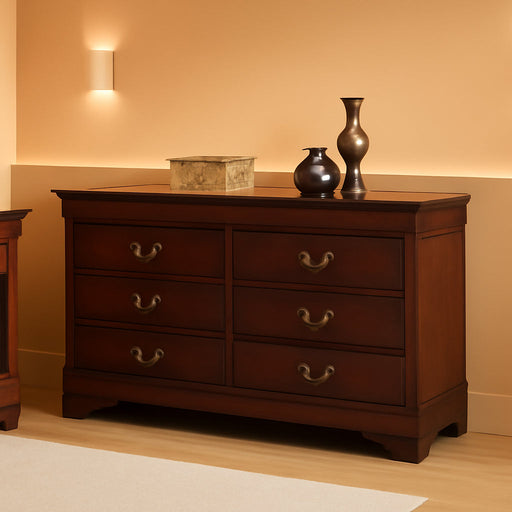 Alisdair Traditional Dark Brown Six Drawer Dresser