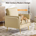 Modern PU Leather Accent Chairs Set of 2, Single Sofa Chair with Pocket Coil Seat, Metal Backrest & Solid Wood Frame, Upholstered Armchair for Living Room, Bedroom or Office