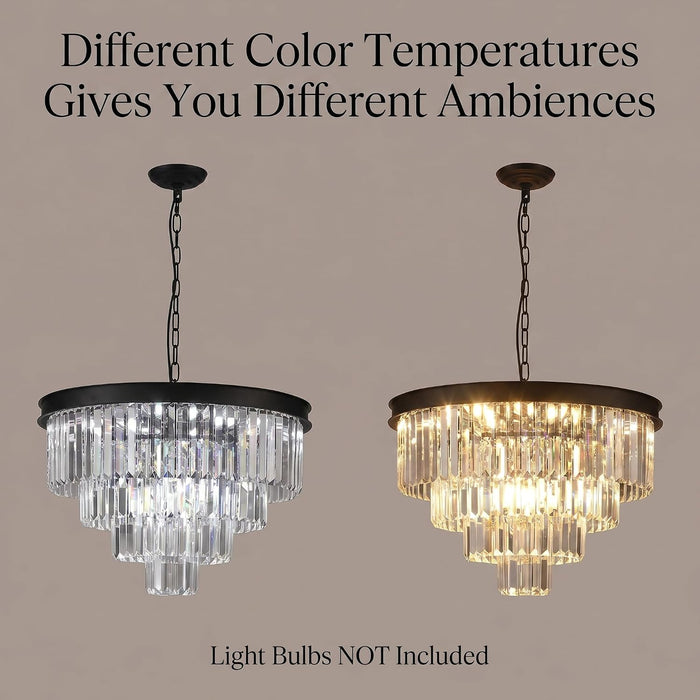 Black Crystal Chandelier FourTier Hanging Ceiling Lamp