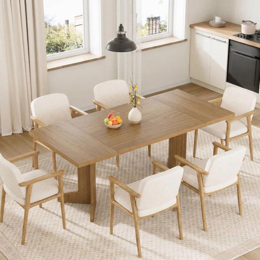 71" Large Dining Table for 6 to 8 People, Modern Dinner Table with Unique Wooden Legs, Rectangle Dining Table for Kitchen, Dining Room & Living Room, Oak