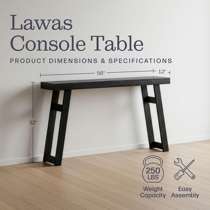 Lawas Solid Wood Console Table - 56 Inch Modern Farmhouse Entryway Table - Easy Assembly Living Room Furniture for behind the Couch, Entryway, or Hallway (Black)