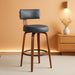 Swivel Bar Stools Set of 4, 26" Upholstered Faux Leather Counter Height Bar Stools with Back and Bentwood Legs, Mid Century Modern Bar Chairs Island Stools for Kitchen Counter, Dark Grey