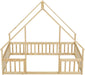 Full Size House-Shaped Natural Wooden Kids Floor Bed