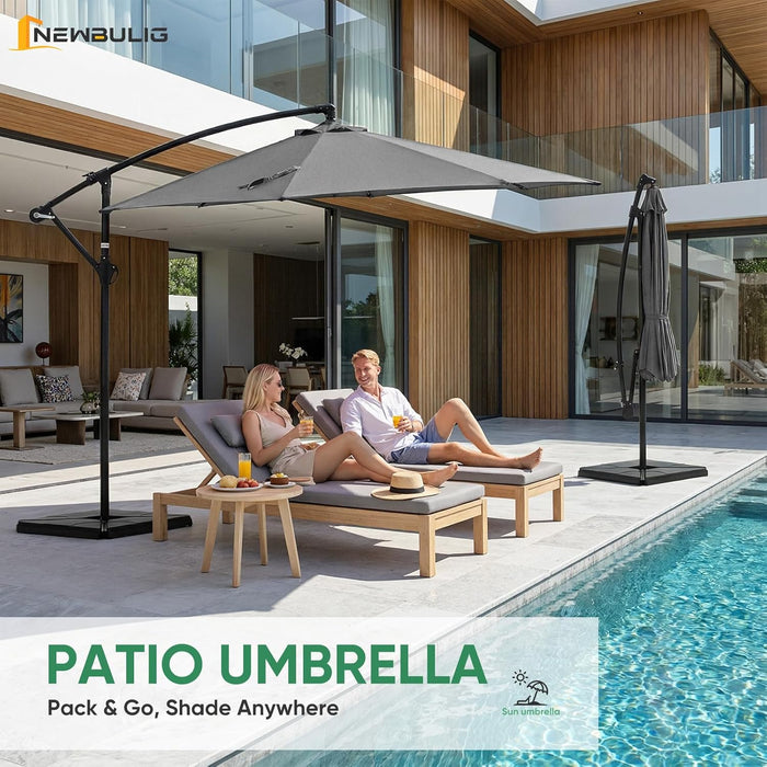 10FT Patio Umbrella, Offset Cantilever Outdoor Patio Table Umbrella, UV Protection, Fade Resistant Fabric, Easy Tilt Adjustment for Deck, Pool, Backyard, Garden