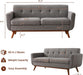 Grey Mid-Century Loveseat Sofa: Easy Assembly, Solid Wood